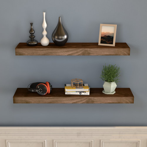 Millwood Pines Centeio Sycamore Solid Wood Floating Shelf Reviews